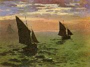 Claude Monet Fishing Boats at Sea oil on canvas